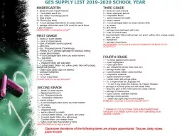 GES  SUPPLY LIST 2019-2020 SCHOOL YEAR