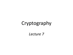 Cryptography Lecture