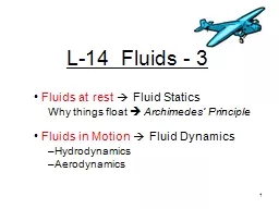 L-14  Fluids - 3   Fluids at rest