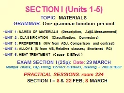 SECTION I (Units 1-5)