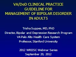 VA/ DoD  CLINICAL PRACTICE GUIDELINE FOR