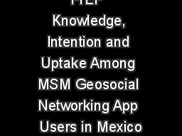 PrEP  Knowledge, Intention and Uptake Among MSM Geosocial Networking App Users in Mexico