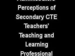 School Administrators’ Perceptions of Secondary CTE Teachers’ Teaching and Learning