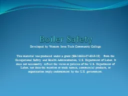 Boiler Safety Developed by Western Iowa Tech Community College