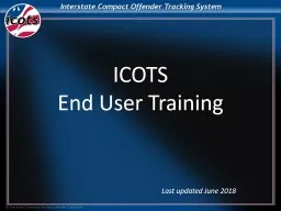 ICOTS End User Training