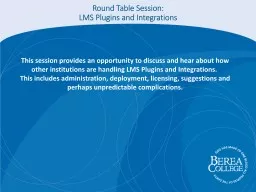 Round Table Session: