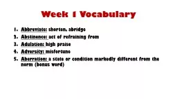 Week 1 Vocabulary Abbreviate: