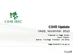 CIHR Update CAGS, November 2013