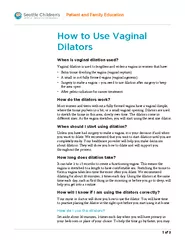 Patient and Family Education How to Use Vaginal Dilato