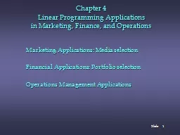 Chapter  4  Linear Programming Applications