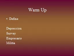 Warm Up Define Depression