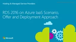 RDS 2016 on Azure IaaS Scenario, Offer and Deployment Approach