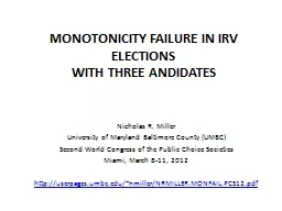 MONOTONICITY FAILURE IN IRV ELECTIONS