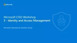 Microsoft CISO Workshop