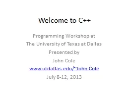 Welcome to C++ Programming Workshop at