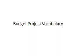 Budget Project Vocabulary
