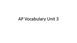 AP Vocabulary Unit 3