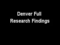 Denver Full Research Findings