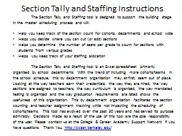 Section Tally and Staffing Instructions