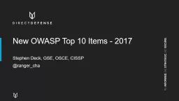 New OWASP Top 10 Items - 2017