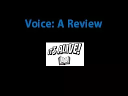 Voice: A Review What strategies have we learned?