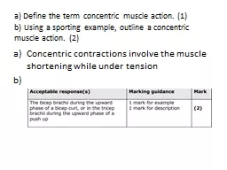 a) Define the term concentric muscle action. (1)