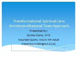 Transformational Spiritual Care: