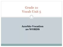 Grade 1o Vocab Unit 5