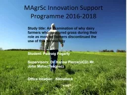 MAgrSc  Innovation Support Programme 2016-2018