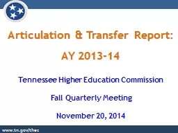 www.tn.gov/thec Articulation & Transfer Report: