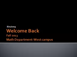 Welcome Back Fall 2013