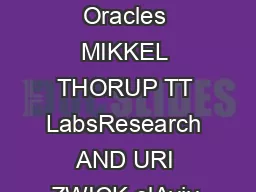 pproximate Distance Oracles MIKKEL THORUP TT LabsResearch AND URI ZWICK elAviv University