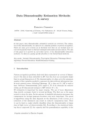 Data Dimensionality Estimation Methods A survey France