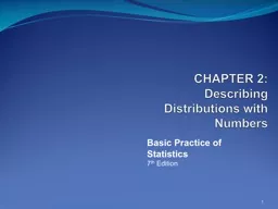 CHAPTER  2 : Describing Distributions with Numbers