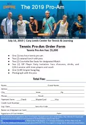 Tennis Pro-Am Order Form
