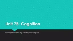 Unit 7B: Cognition