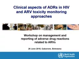 Clinical aspects of ADRs in HIV and ARV toxicity monitoring approaches