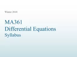 MA361  Differential Equations