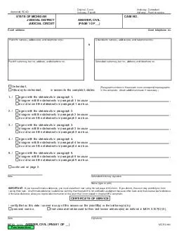 INSTRUCTIONS FOR FILING AND SERVING AN ANSWER TO A COMPLAINT FORM MC  If you received