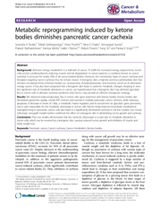 Metabolic reprogramming induced by ketone bodies diminishes pancreatic cancer cachexia