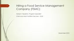 Hiring a Food Service Management Company (FSMC)