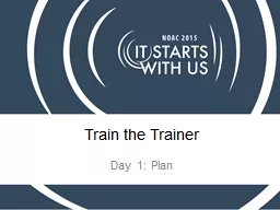 Train the Trainer Day 1: Plan