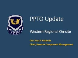 PPTO Update Western Regional On-site