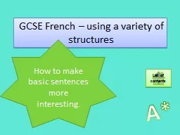 GCSE French – using a variety of structures