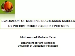 EVALUATION OF MULTIPLE REGRESSION MODELS TO PREDICT CITRUS CANKER EPIDEMICS