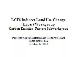 LCFS Indirect Land Use Change Expert Workgroup