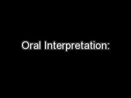 Oral Interpretation: