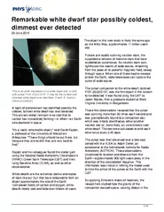 Remarkable white dwarf star possibly coldest dimmest e