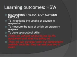 Learning outcomes: HSW