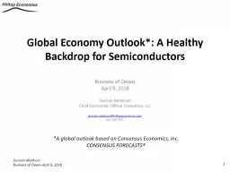 Global Economy Outlook*: A Healthy Backdrop for Semiconductors